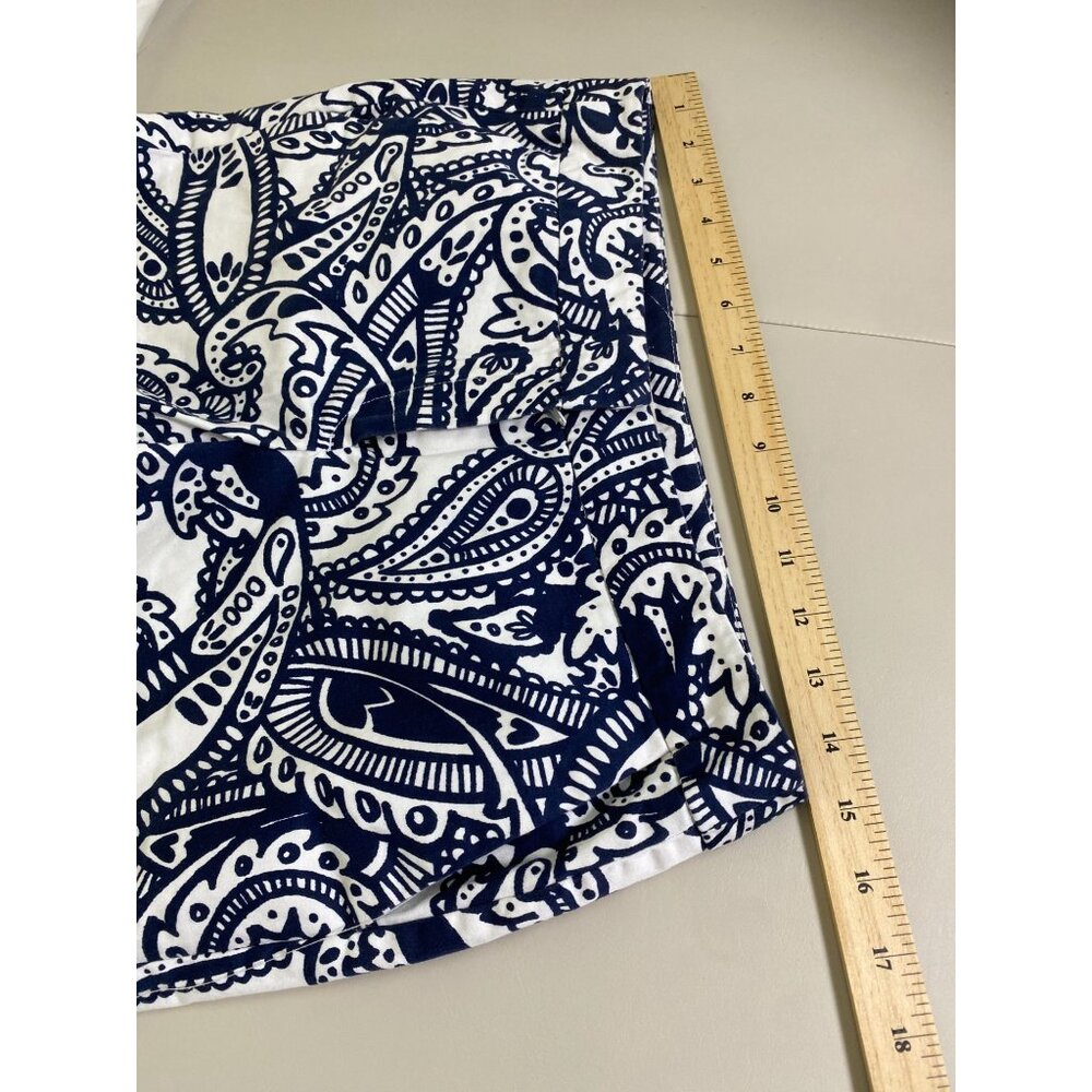 💜 Kenji Blue White Floral Paisley Womens Shorts size 4 Vacation Coastal nautical - Picture 6 of 16